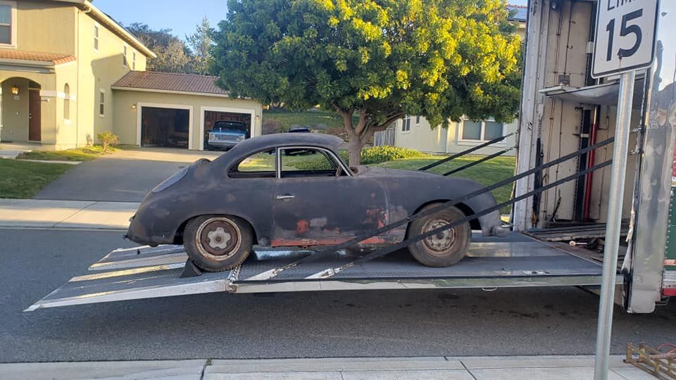 The 356 loaded for transport, leaving Needville