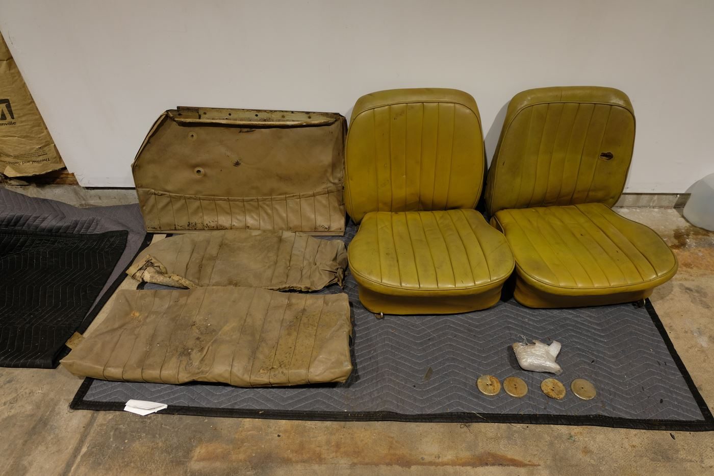 Original seats and door cards laid out
