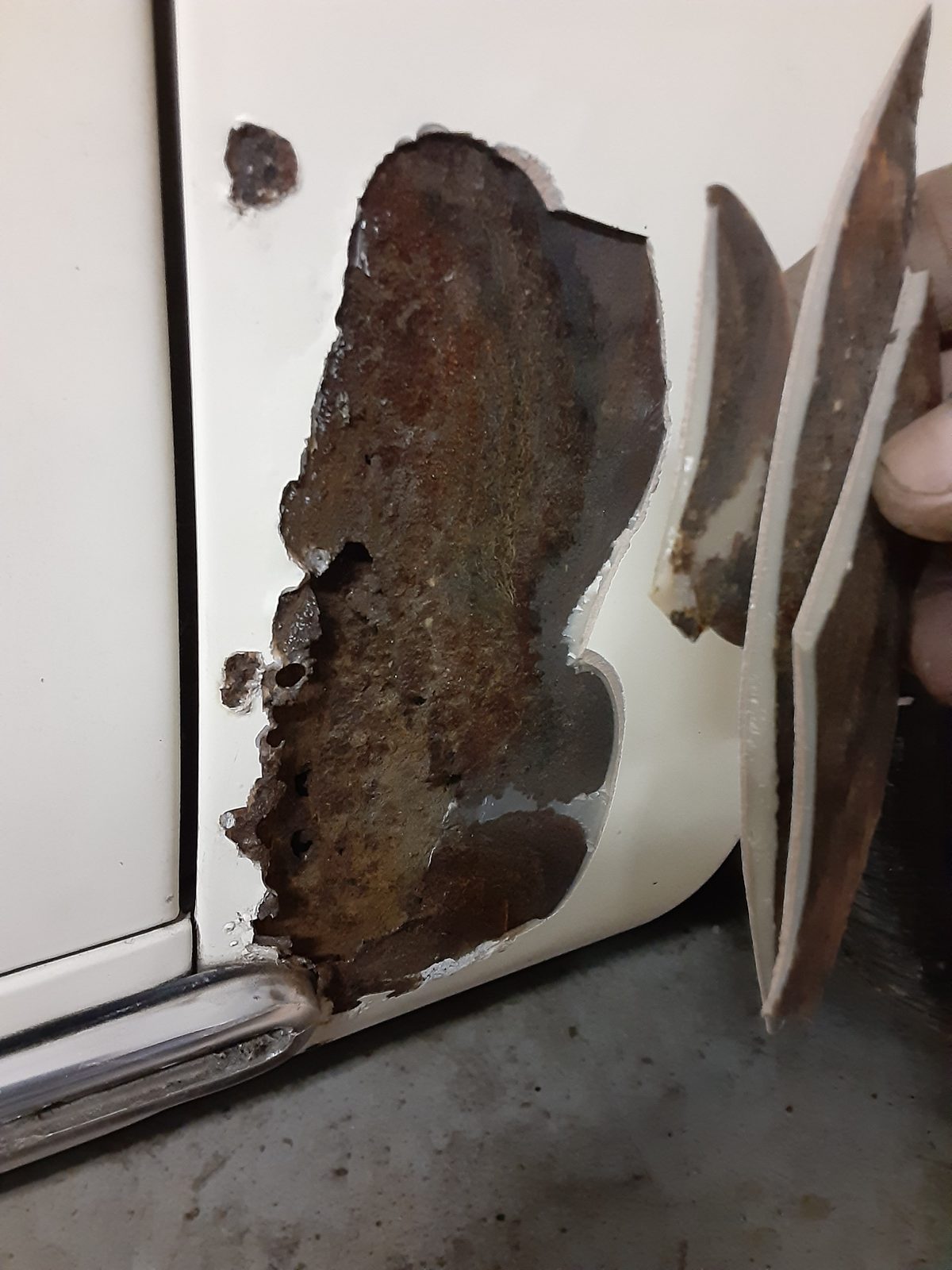 Rust hole found in the door sill