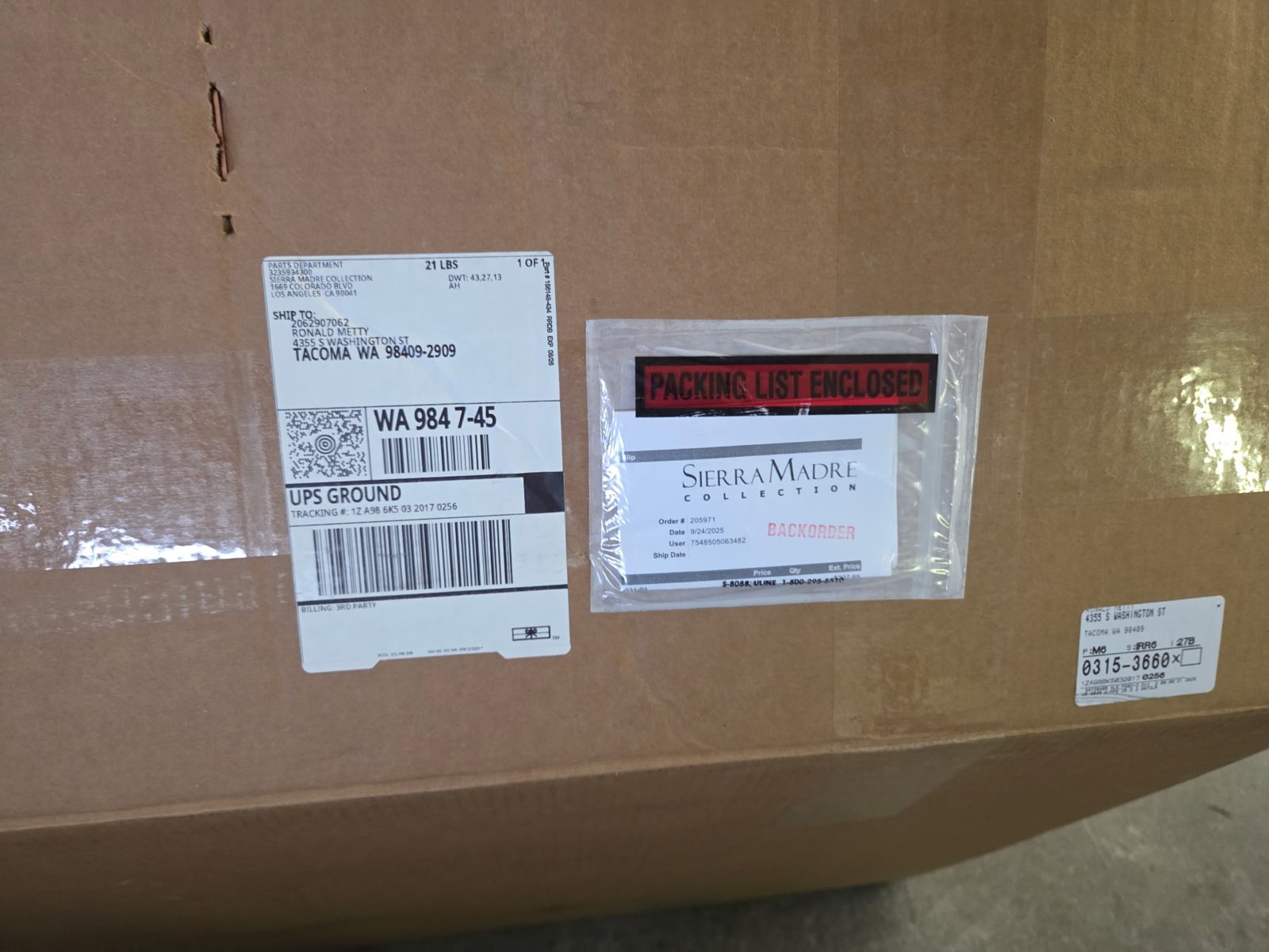 Sierra Madre Collection shipping box