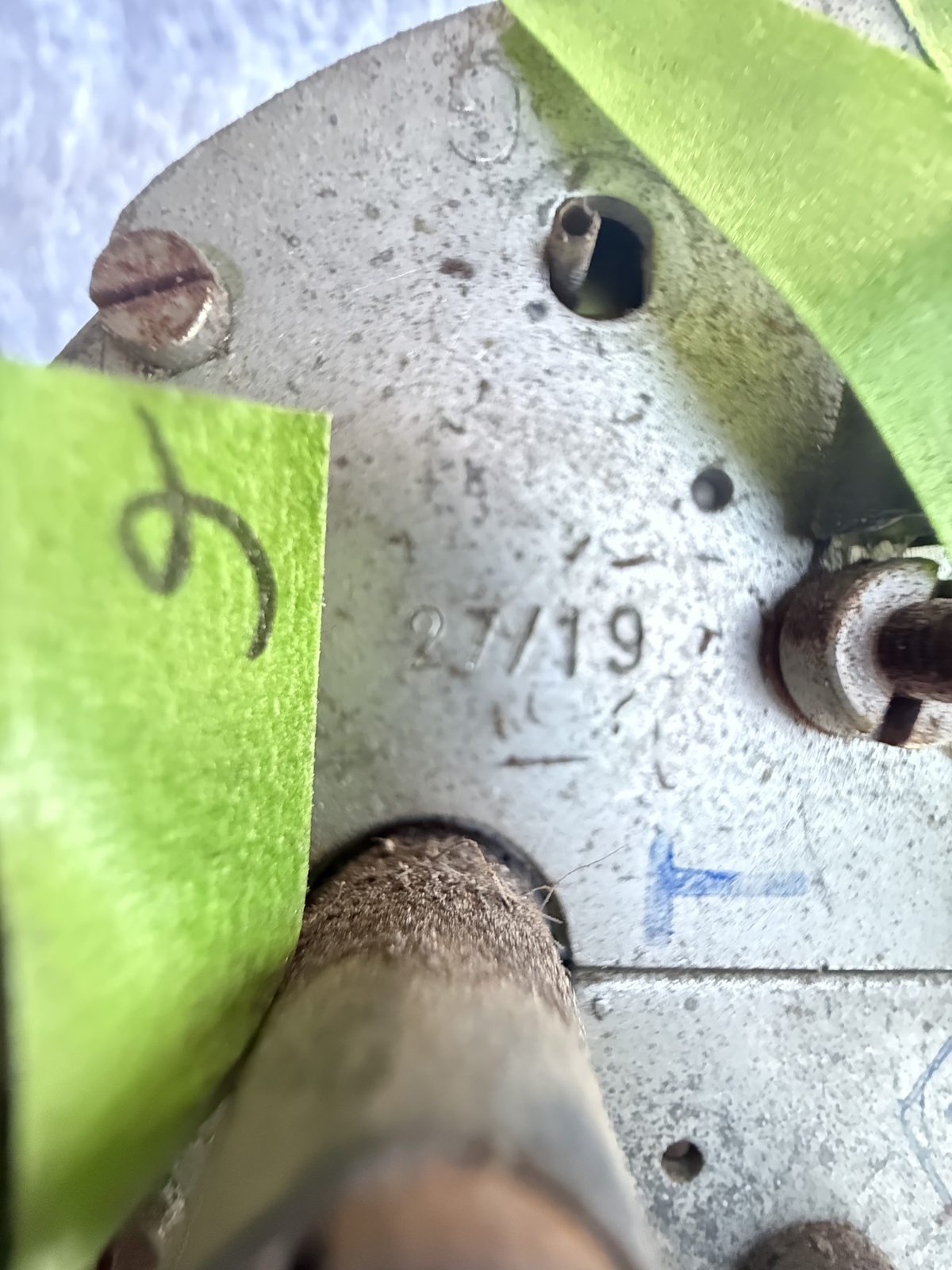 Rear gauge case stamped 27/19 with inspector markings